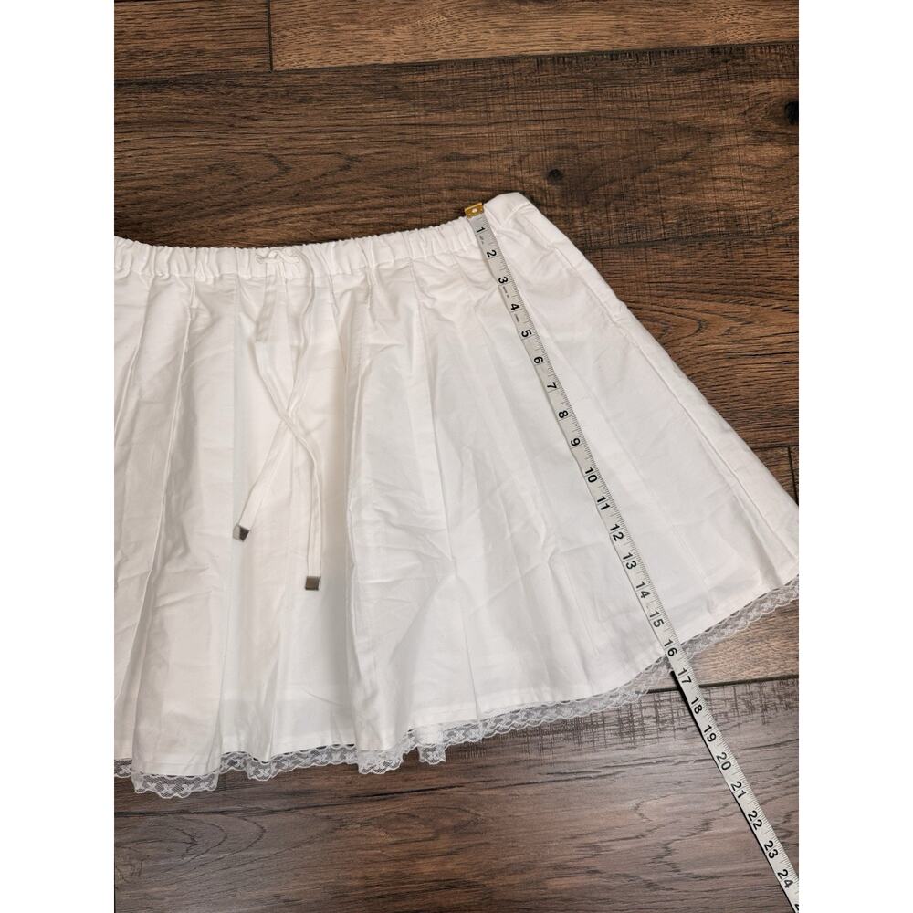 J. Crew Pleated tie-waist mini skirt Large White Pleated Skirt NEW - Picture 7 of 7